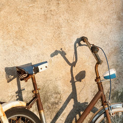 High angle view of bicycle parked on street