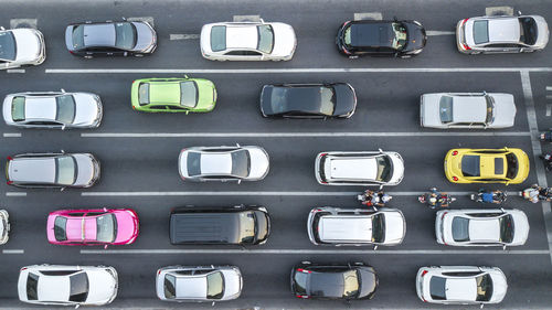 Heavy traffic on a multilane road in a metropolis.