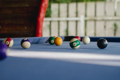 Close-up of balls on table