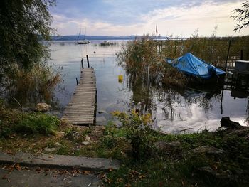 Scenic view of lake against sky