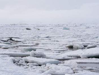 Scenic view of frozen sea against sky