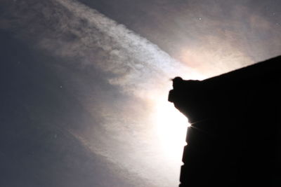 Low angle view of silhouette hand against sky during sunset