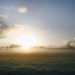 Scenic view of field against sky at morning