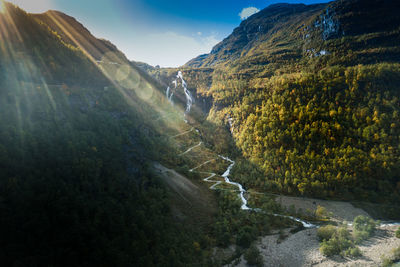 Panoramic view of road amidst mountains against sky