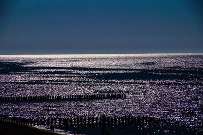 Scenic view of calm sea at night