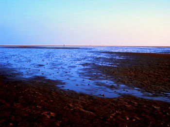 Scenic view of sea against clear sky