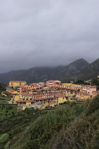 High angle view of townscape against sky