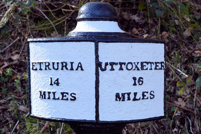 Close-up of information sign