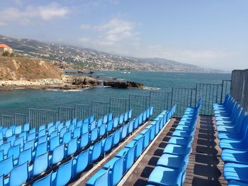 Scenic view of sea against cloudy sky