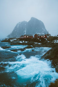 Scenic view of sea against sky during winter