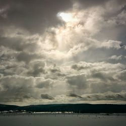 Scenic view of sea against cloudy sky