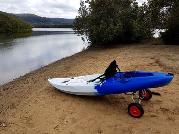 Boat moored on shore