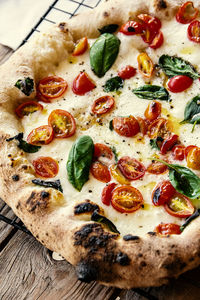 Close-up of pizza on table