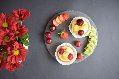 Delicious tart with fresh seasonal fruits