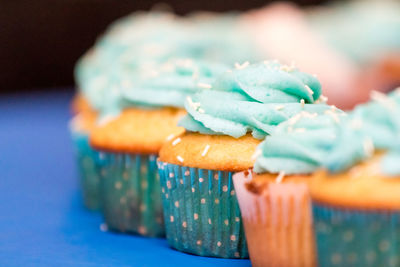 Close-up of cupcakes on table