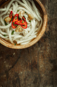 Close-up high angle view of cropped soup