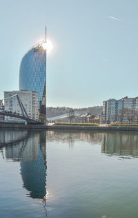 Reflection of buildings in water