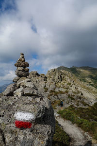 Low angle view of rock against sky