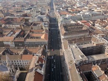 High angle view of buildings in city