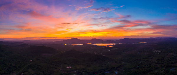 Aerial view over mae chang reservoir, mae moh, lampang, thailand, panorama - drone.