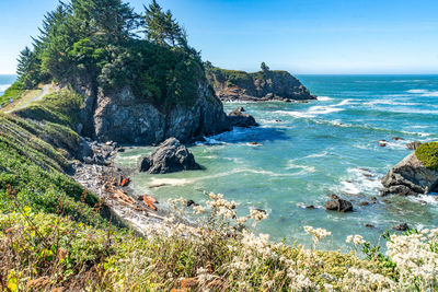 A landscape shot of chetco point in brookings, oregon.