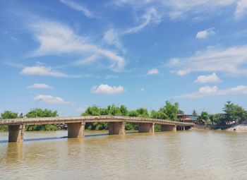 Bridge over river against sky