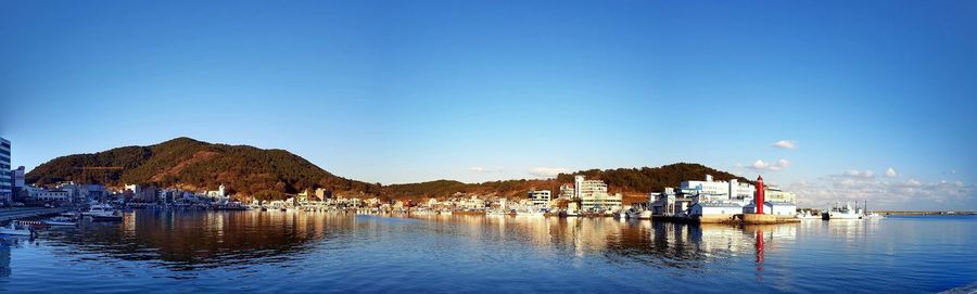 Scenic view of sea against clear sky