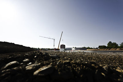 Surface level of land against clear sky