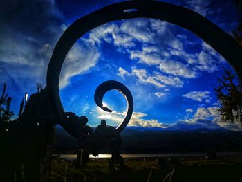 Close-up of metal against sky