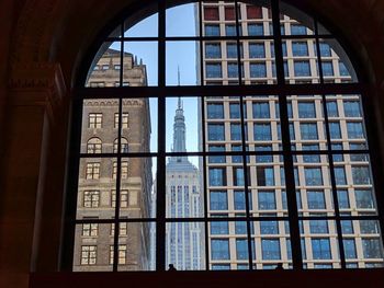 View of building seen through window