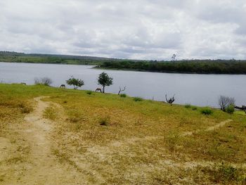 Scenic view of lake against sky