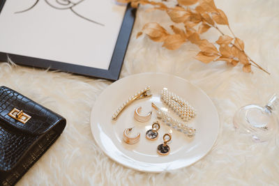 Close-up of jewelry on table