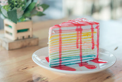 Close-up of cake on table