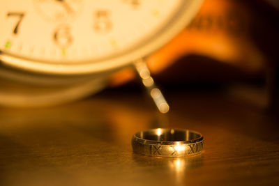 Close-up of wineglass on table
