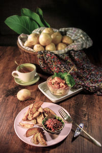 Close-up of food on table