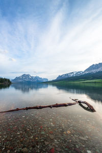 Scenic view of lake against cloudy sky