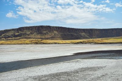 Sand deposits at the shores of lake magadi, rift valley, kenya