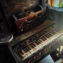 Close-up of piano keys