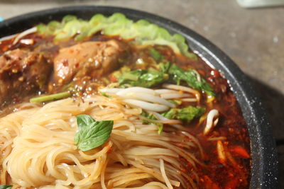 Close-up of food in bowl on table