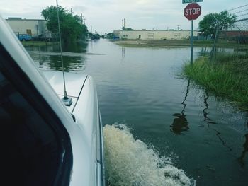 High angle view of river against sky