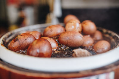 Close-up of eggs in bowl