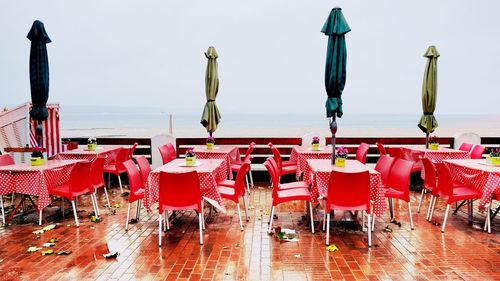 Chairs and table at beach