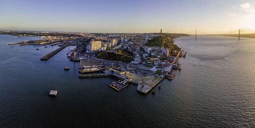 High angle view of boats in sea