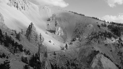 Panoramic view of snowcapped mountains against sky