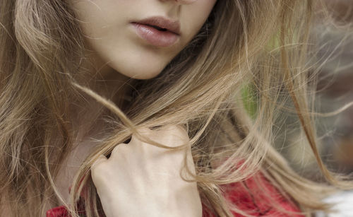 Close-up of a beautiful young woman