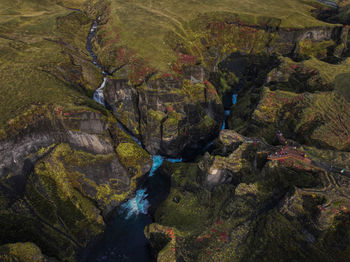 High angle view of rock formations