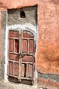 Closed door of old building