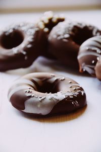 Close-up of chocolate cake on table