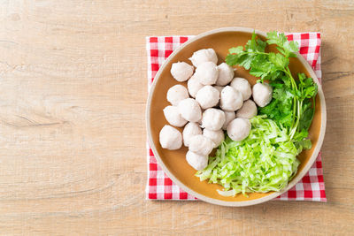 High angle view of food in bowl on table