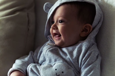 Close-up of cute boy at home